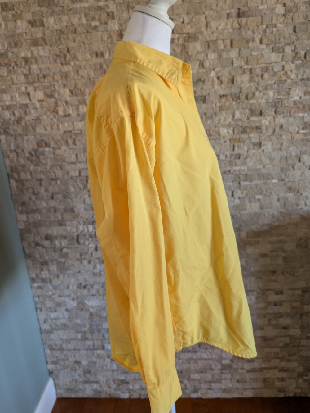 Vintage GENERRA Yellow Oxford Button Down Shirt Cotton Embroidered Crest Medium image 3